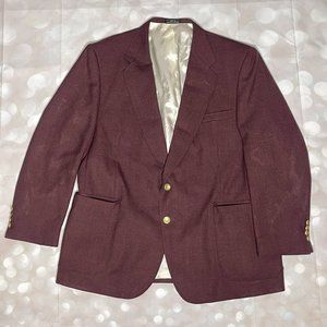 Stanley Blacker Blazer Jacket Adult Men's Size 46 R Burgundy Long Sleeve Pockets
